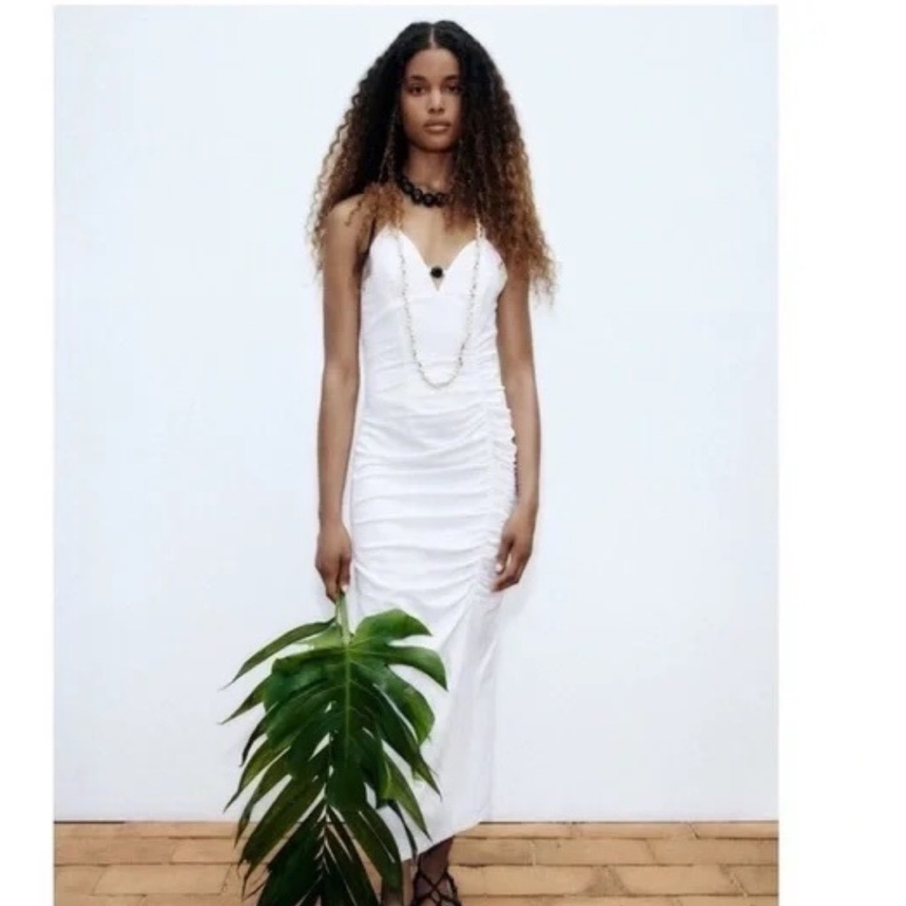 Zara Linen Blend Midi Dress